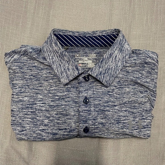Other - Under Armour UA Heatgear Loose Golf Polo Shirt Mens Large  Blue Short Sleeve